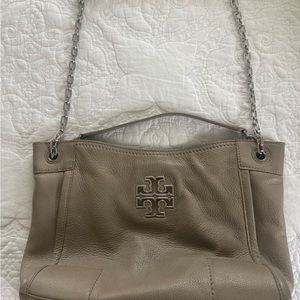Tori Burch tote bag, like new! Taupe color goes with everything